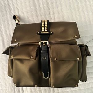 Michael Kors small backpack - studded accents & satin green